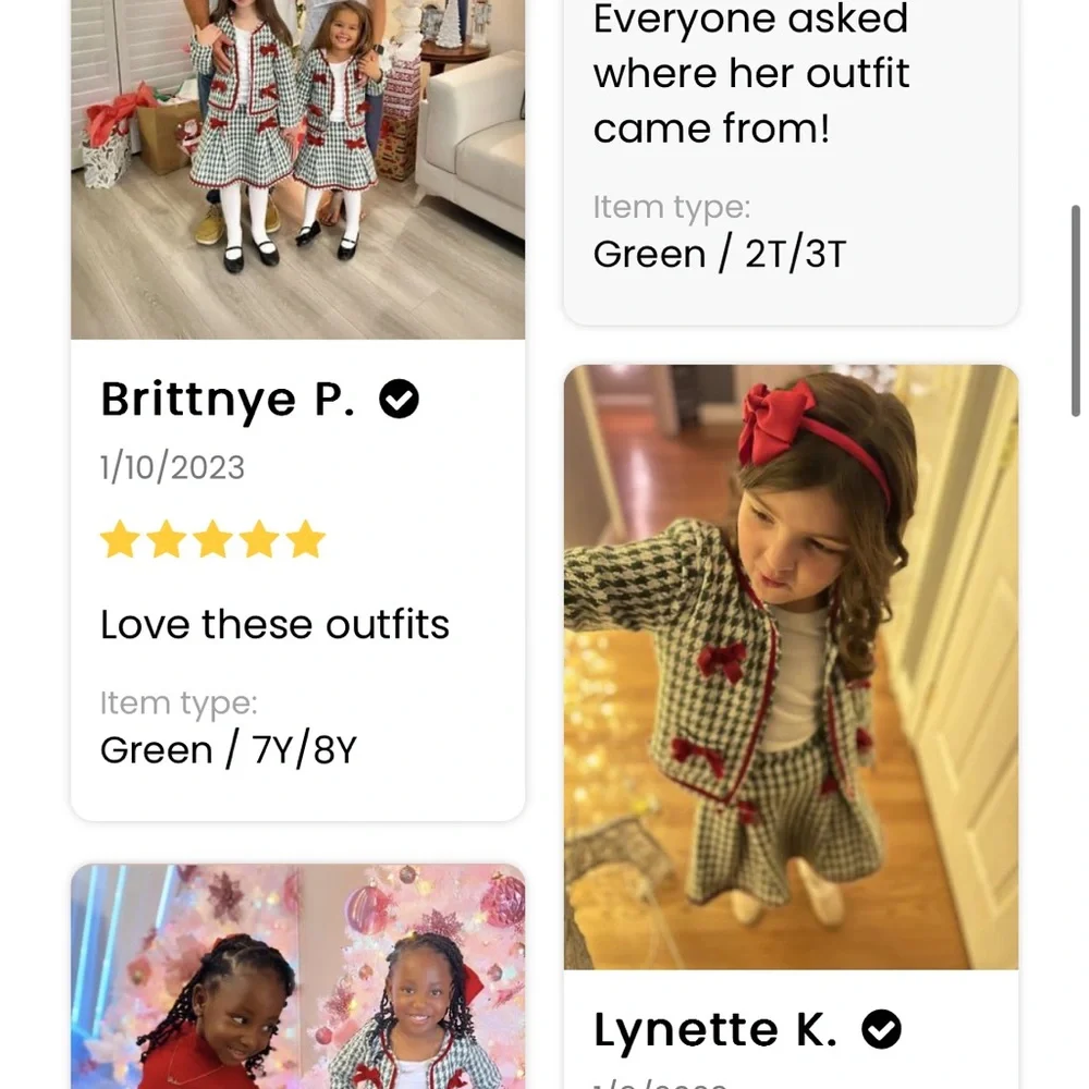 Christmas Matching Outfit Blazer & Pleated Skirt Set With Bows